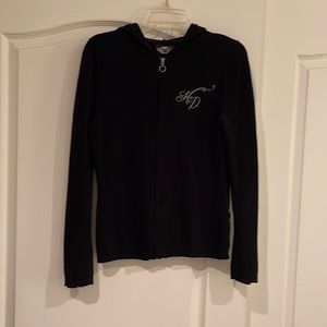 Harley Davidson Black Cotton silver zip up Hoodie with snap buttons
